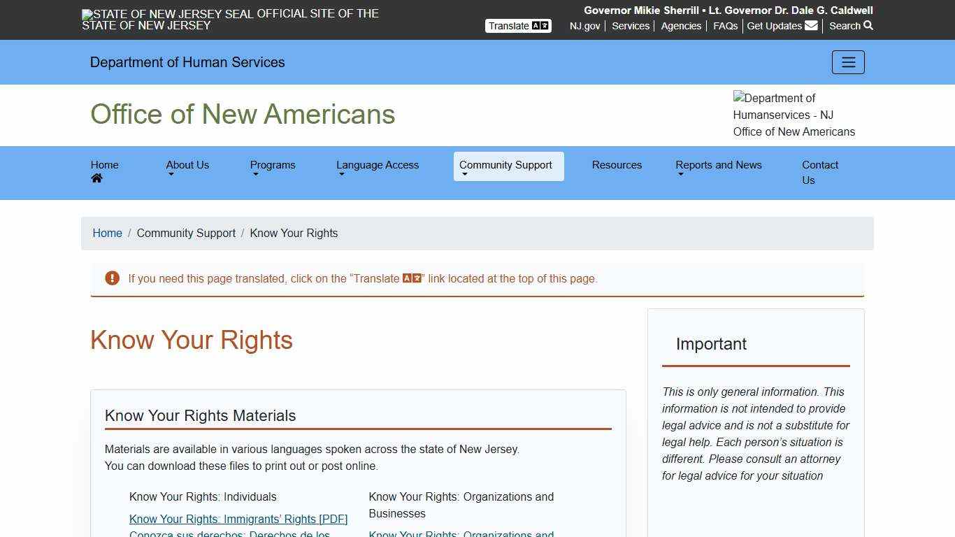 Office of New Americans | Know Your Rights